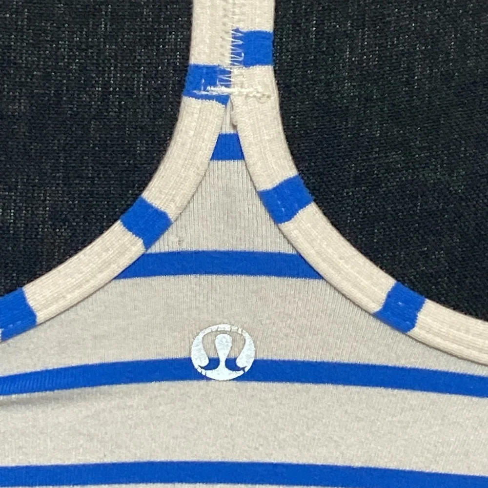 Lululemon White Blue Striped Yoga Athletic Tank Top 4 - Picture 6 of 13